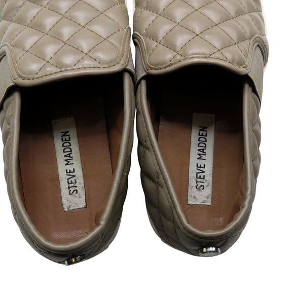 Steve Madden Endell Taupe Leather Quilted Sneakers Size 8 Chunky Platform - Picture 8 of 10